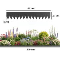Outsunny 5pcs Garden Fence, Metal Picket Fence Panels, 102x20cm, Black(m-3)