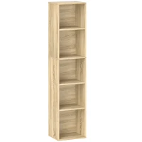 HOMCOM Bibliothèque étagère de rangement 5 niveaux avec étagères réglables pour salon, chambre, bureau, 30x24x133,5cm, naturel(m-1)