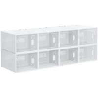 HOMCOM 8-teiliges Schuhregal, stapelbare Schuhboxen für Schuhe bis Größe 46, magnetische Türen, Kunststoff, 28 x 36 x 21 cm(m-1)