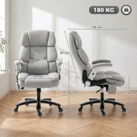 HOMCOM Bürostuhl mit Airbag-Lendenstütze, Schreibtischstuhl mit hochklappbaren Armlehnen, Taschenfedern, Hellgrau(m-3)