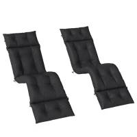 Outsunny Set of Two 190 x 56cm Sun Lounger Cushions - Black(m-15)