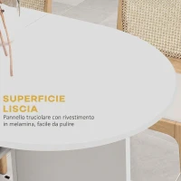HOMCOM Tavolo da Pranzo Pieghevole per 2-4 Persone, 120x60x77 cm con 6 Ruote, Ripiani a 2 Livelli, 2 Ribalte, Salvaspazio, Bianco(m-7)