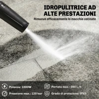 Outsunny Idropulitrice 1600W, Pulitore Portatile con Ugello Regolabile, Colore Giallo(m-4)