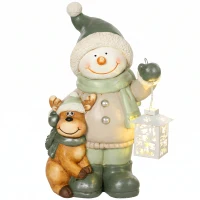 HOMCOM Figurka bałwana 43 cm z MGO z lampionem LED i timerem, do wejścia i przy drzwiach(m-1)