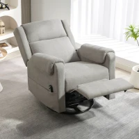 HOMCOM Sillón Relax Reclinable Eléctrico Giratorio y Basculante con Reposapiés Ajustable Mando a Distancia Gris Claro(m-10)