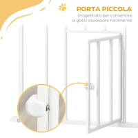 PawHut Cancellino per Cani Regolabile Alto con Porta Piccola e Chiusura Automatica, 74-101x104cm, Bianco(m-7)