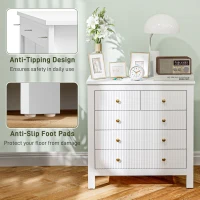 HOMCOM Elegant Chest of Five Drawers - White(m-6)