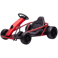 HOMCOM 24V elektrische go-kart voor kinderen, tot 13 km/u, met driftfunctie, 2 motoren, rood, 8-12 jaar(m-18)