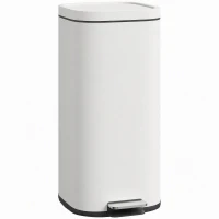 HOMCOM 30L Kitchen Bin, Compact Pedal Bin with Soft-Close and Stay-Open Lid, Removable Bucket for Kitchen, Home, Office, Cream(m-1)