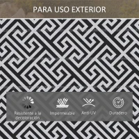 Outsunny Alfombra de Exterior Reversible 182x274 cm con Patrón Geométrico Acabado Impermeable Blanco y Negro(m-5)