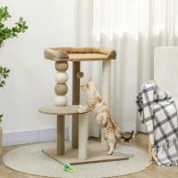 PawHut Árbol Rascador para Gatos con Plataforma Torre Escalador para Gatos con Plataforma Cama Postes Bolas 56x54x86 cm Marrón(m-10)