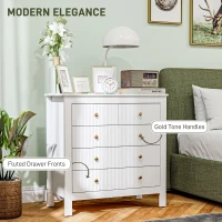 HOMCOM Elegant Chest of Five Drawers - White(m-5)