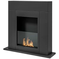 HOMCOM Camino Bioetanolo da Terra con Bruciatore da 0.9L Durata 3 Ore, Area Riscaldata 20-25 m², 73x20x75cm, Nero(m-11)