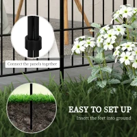 Outsunny Metal Decorative Outdoor Picket Fence Panels Set of 8, Black(m-4)