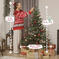 HOMCOM 5ft Artificial Christmas Tree with Realistic Branches, Easy Assembly - Green(m-3)