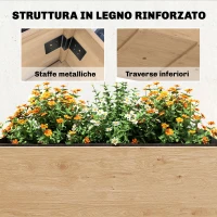 Outsunny Letto per Orto Rialzato a 2 Livelli con Ripiani in Legno, 119.5x102x76.5cm, Marrone(m-7)
