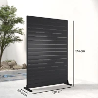 Outsunny Biombo de 6 Paneles de HDPE 120x174 cm Biombo Separador de Ambientes con Soporte Aspecto de Vetas de Madera Negro(m-3)