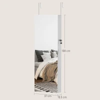 HOMCOM 108 x 37cm Lockable Jewellery Cabinet, with LED Lights - White Surface and Black Lining(m-3)