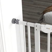 PawHut Cancellino per Cani Regolabile Alto con Porta Piccola e Chiusura Automatica, 74-101x104cm, Bianco(m-9)