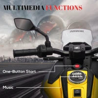 AIYAPLAY Licensed Honda 12V Kids Electric Motorbike with Training Wheels, Soft Start, Headlights, Music for 3-6 Years, Yellow(m-5)