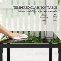 Outsunny Rattan Bistro Set, 3 Piece Garden Furniture Set with Glass Top Table and Cushions, Dark Grey(m-7)