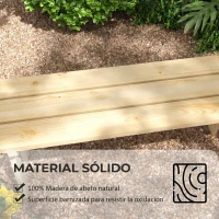 Outsunny Banco de Madera de 2 Plazas Carga 220 kg Banco de Exterior para Jardín Patio Terraza 130x38x45 cm Natural(m-4)