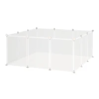 PawHut Pet Playpen DIY Small Animal Cage Open Enclosure Portable Plastic Fence 12 Panels for Hedgehog Guinea Pig White(m-1)