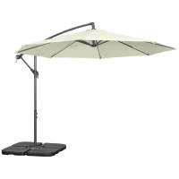 Outsunny Ombrellone Decentrato a 6 Stecche con Manovella e Base a Croce, in Metallo e Poliestere, Ø292x247 cm, Beige(m-1)