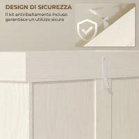 HOMCOM Credenza Cucina con 2 Armadietti e Cassetto in Stile Coloniale, 80x35x180cm Bianco(m-6)