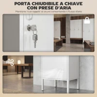 HOMCOM Armadio Metallico con Porta Chiudibile, Portanome e Asta Appendiabiti, 40x40x179 cm, Bianco(m-4)