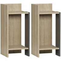 HOMCOM Comodino Moderno Grigio con Ripiano Aperto, Set 2 Pezzi in Truciolato per Camera da Letto e Soggiorno, 27x25x60cm(m-1)