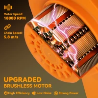 Outsunny Mini Pruning Saw Cordless, 8 Inch Electric Pruning Saw with 2 x 4000mAh Batteries, Brushless Motor and Safety Lock for Tree Trimming, Garden, Wood Cutting, Orange(m-4)