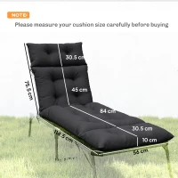 Outsunny Set of Two 190 x 56cm Sun Lounger Cushions - Black(m-3)
