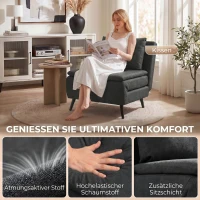 HOMCOM Schlafsessel, 3-in-1 Klappbarer Leinen-Schlafsessel mit verstellbarer Rückenlehne, S-Federn, Metallbeinen, Dunkelgrau(m-6)