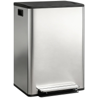 HOMCOM Poubelle à double compartiment 2 x 30L, poubelle cuisine à pédale, couvercle à fermeture douce, 47,5x37,5x67cm, argent