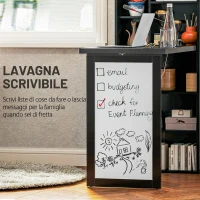 HOMCOM Scrivania Moderna Pieghevole con Libreria e Lavagna, in Legno e Metallo, 98x51x153 cm, Nero(m-6)