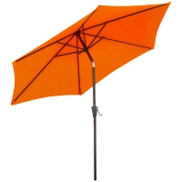 Outsunny 2.6M Garden Parasol Umbrella with Tilt and Crank, Outdoor Sun Parasol Sunshade Shelter with Aluminium Frame, Orange(m-23)