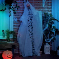 Outsunny Halloween-Dekoration Geisterbraut, Schreie & Augenleuchten, bewegungsaktiviert, 170cm groß, Indoor(m-10)