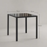 HOMCOM Table à manger pour 4 personnes, table de cuisine avec plateau en verre trempé et pieds en acier, 75 x 75 x 75 cm, noir(m-3)