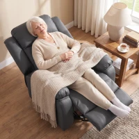HOMCOM Riser and Recliner Chair with Vibration Massage, PU Leather Power Lift Chair for Elderly, Dark Grey(m-8)