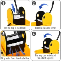 HOMCOM 25L Mop Bucket, with Wringer, Wheels and Handle - Yellow(m-5)