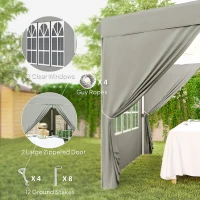 Outsunny Gazebo da Giardino Pop Up con 2 Finestre e Gambe Regolabili, in Metallo e tessuto Oxford, 248x248x270 cm, Grigio(m-4)