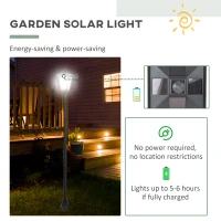 Outsunny Set of 2 Outdoor Garden Solar Post Lamp Sensor Dimmable LED Lantern Bollard IP44 Energy-saving 1.2M Tall, Black(m-7)