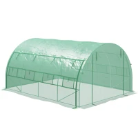 Outsunny Invernadero de Túnel 4x3x2 m con Puerta y 8 Ventanas de Malla Enrollables Invernadero de Huerto para Patio Jardín Verde(m-11)