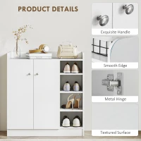 HOMCOM Shoe Storage Cabinet  Two Doors w/ Adjustable 4 Shelves Cupboard Footwear Rack Stand Organiser Hallway White(m-6)