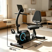 SPORTNOW Recumbent Exercise Bike for Home, Stationary Bike with Bluetooth, App Connectivity, Quiet 8-Level Magnetic Resistance(m-3)