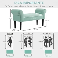 HOMCOM Banco de Pé de Cama Estofado em Linho Sintético com Pés de Madeira Braços e Assento Acolchoado, Verde Claro(m-6)