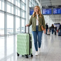 HOMCOM 65cm 64L Suitcase, Lightweight ABS Hard Shell Carry On Luggage with TSA Lock, Spinner Wheels, Telescopic Handle, Green(m-14)