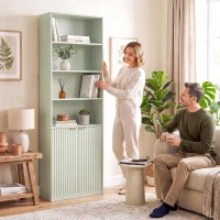 HOMCOM Bookcase Adjustable Shelf Bookshelf Anti-Tip Hardware 6-Tier, Light Green(m-9)