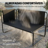 Outsunny Conjunto de Jardim de 4 Peças Móveis de Exterior com 2 Sofás de 2 Lugares 2 Mesas de Vidro Almofadas Capas Removíveis Cinzento(m-8)